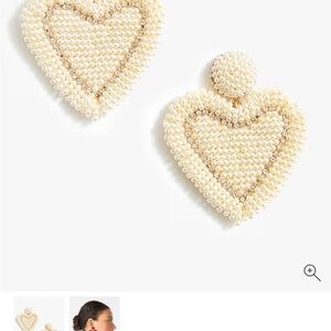 J. Crew Cream Pearl Heart Earrings